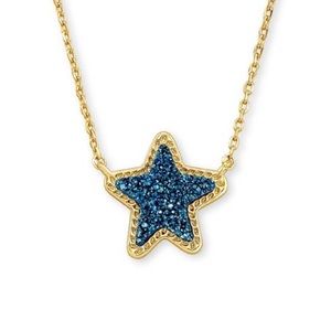 Kendra Scott 14k Gold-Plated Jae Star Pendant Necklace in Drusy Blue